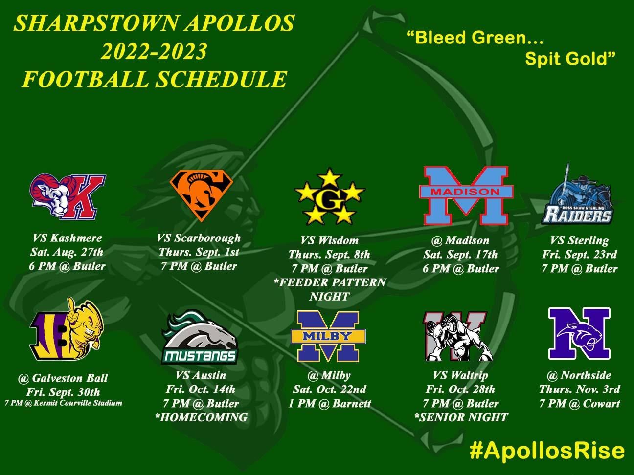 Sharpstown Football Schedule 2022-2023